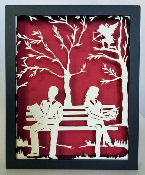 DIVINE INTERVENTION Papercut in Shadow Box - Hand-Cut Silhouette, Framed