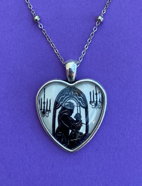 BEAUTY and the BEAST Heart Necklace - pendant on chain - Silhouette Jewelry