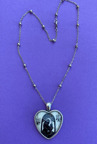 BEAUTY and the BEAST Heart Necklace - pendant on chain - Silhouette Jewelry