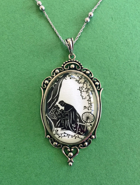 SLEEPING BEAUTY Necklace, pendant on chain, Silhouette Jewelry
