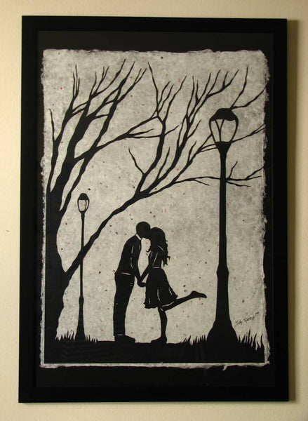 AUTUMN KISS - Large Original Papercut, 27x40, Limited Collectors Edition