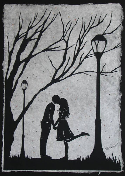 AUTUMN KISS - Large Original Papercut, 27x40, Limited Collectors Edition