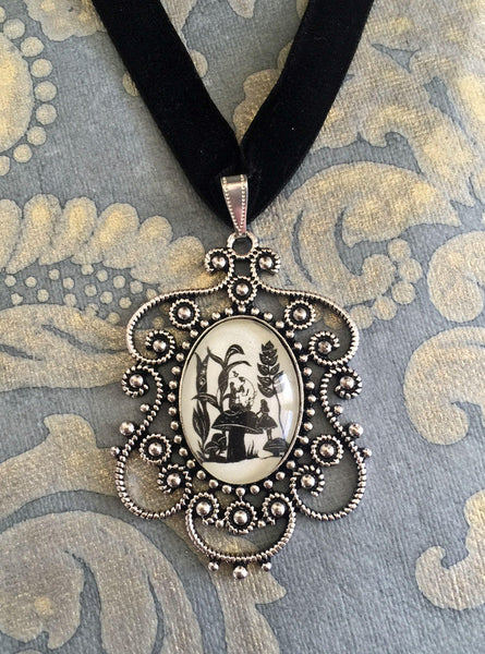ALICE'S ADVENTURES in WONDERLAND Choker Necklace - Advice from a Caterpillar - pendant on ribbon