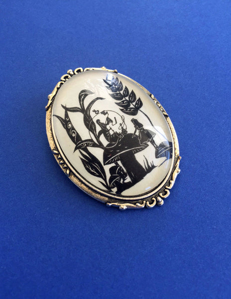 ALICE'S ADVENTURES in WONDERLAND Brooch - Advice from a Caterpillar - Silhouette Jewelry