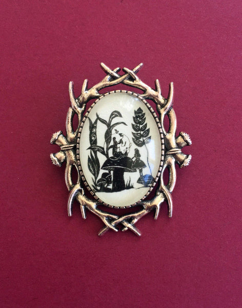 ALICES ADVENTURES in WONDERLAND Brooch - Advice from a Caterpillar - Silhouette Jewelry