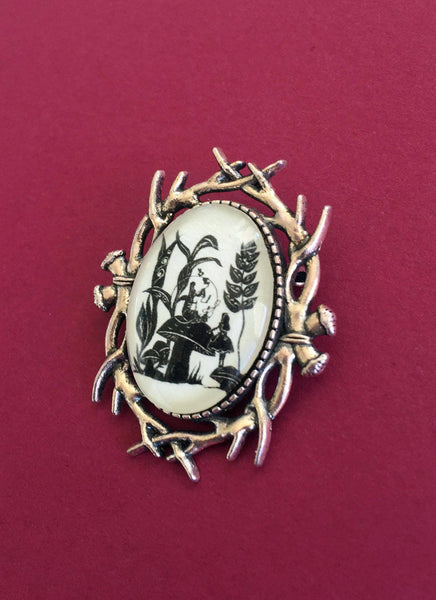 ALICES ADVENTURES in WONDERLAND Brooch - Advice from a Caterpillar - Silhouette Jewelry
