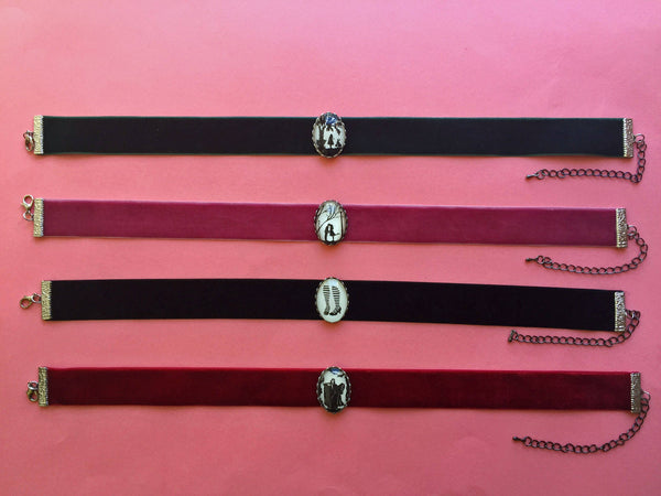 RIBBON CHOKER / Velvet - Choose Color and Image - Silhouette Jewelry