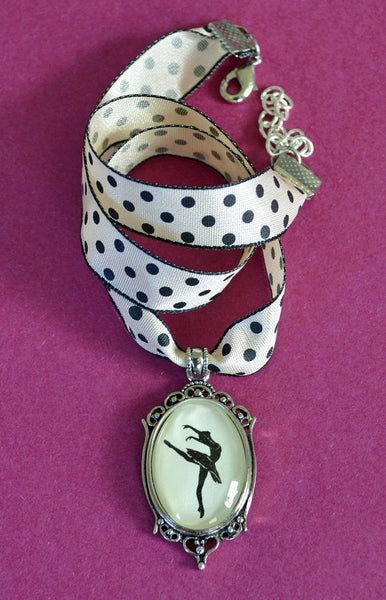 SYLVIE GUILLEM Choker Necklace - pendant on ribbon - Silhouette Jewelry