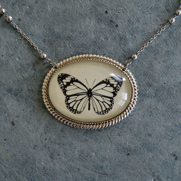 BUTTERFLY Necklace, pendant on chain - Silhouette Jewelry