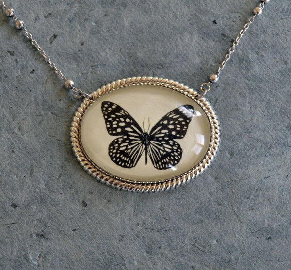 BUTTERFLY Necklace, pendant on chain - Silhouette Jewelry