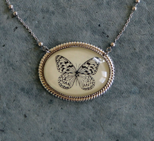 BUTTERFLY Necklace, pendant on chain - Silhouette Jewelry