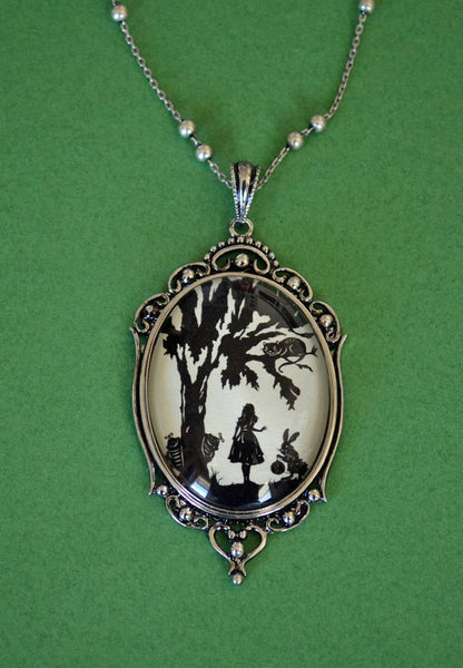 ALICE IN WONDERLAND Necklace - pendant on chain - Silhouette Jewelry