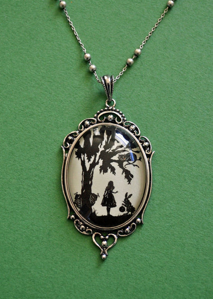 ALICE IN WONDERLAND Necklace - pendant on chain - Silhouette Jewelry