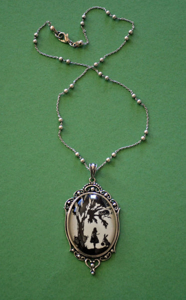ALICE IN WONDERLAND Necklace - pendant on chain - Silhouette Jewelry