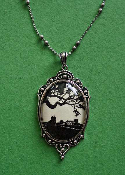 GONE WITH the WIND Necklace - pendant on chain - Silhouette Jewelry