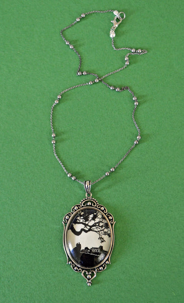 GONE WITH the WIND Necklace - pendant on chain - Silhouette Jewelry