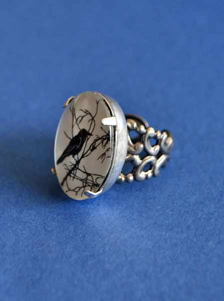 For the Love of Crows Ring