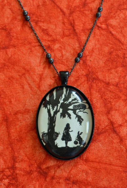 ALICE IN WONDERLAND Necklace - pendant on chain - Silhouette Jewelry