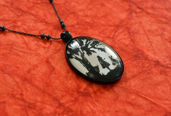 ALICE IN WONDERLAND Necklace - pendant on chain - Silhouette Jewelry
