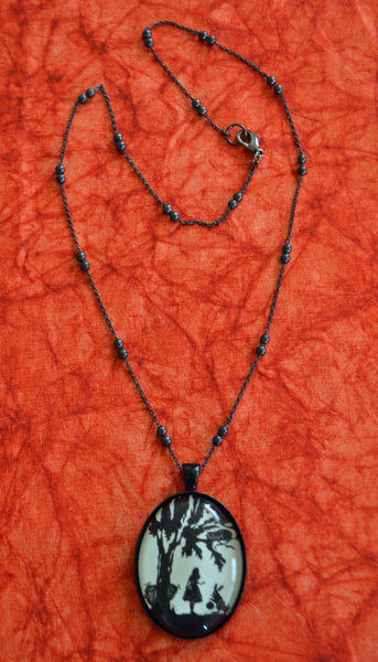 ALICE IN WONDERLAND Necklace - pendant on chain - Silhouette Jewelry