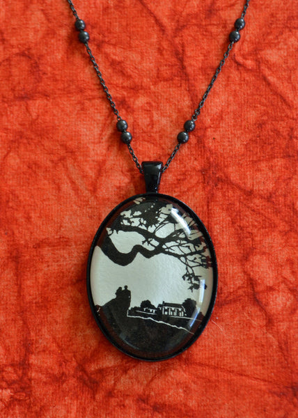 GONE WITH the WIND Necklace - pendant on chain - Silhouette Jewelry