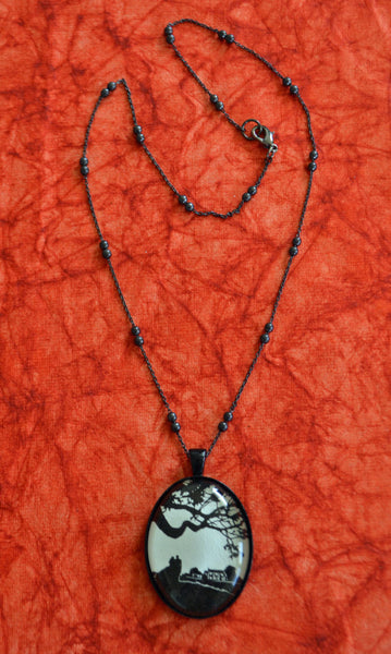 GONE WITH the WIND Necklace - pendant on chain - Silhouette Jewelry
