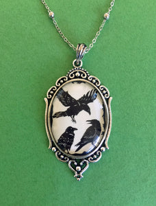 A CONSPIRACY of RAVENS Necklace, pendant on chain - Silhouette Jewelry