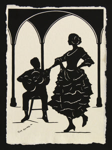 A NIGHT in SEVILLE - Hand-Cut Papercut Art - Flamenco Dancer Silhouette