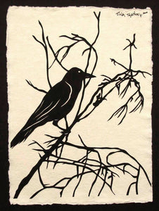 Hand-Cut Papercut Art - Crow Silhouette - FOR the LOVE of CROWS