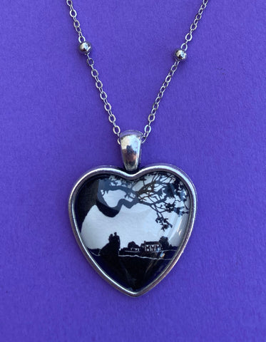 GONE WITH the WIND Heart Necklace - pendant on chain - Silhouette Jewelry
