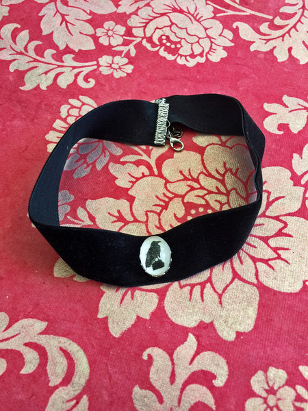 RIBBON CHOKER / Velvet - Choose Color and Image - Silhouette Jewelry