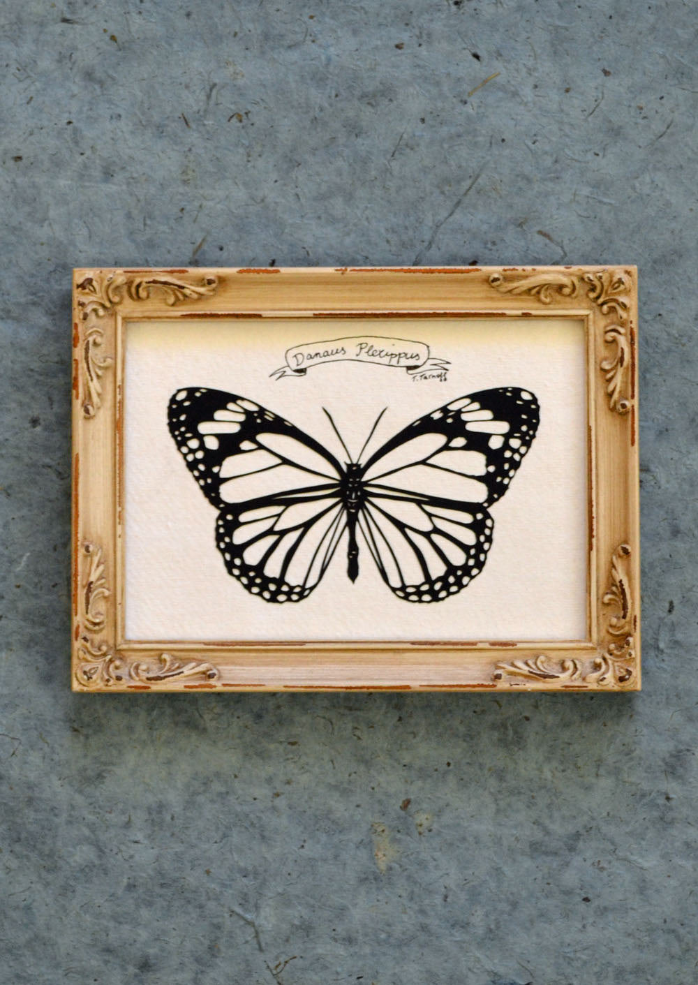 MONARCH BUTTERFLY Papercut - Hand-Cut Silhouette, Framed