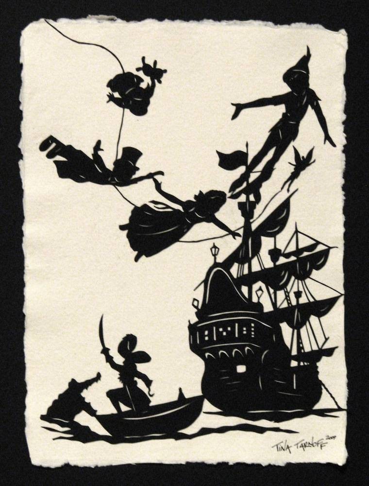 PETER PAN Papercut - Hand-Cut Silhouette – Tina Tarnoff peter-pan-papercut-hand-cut-silhouette-tina-tarnoff