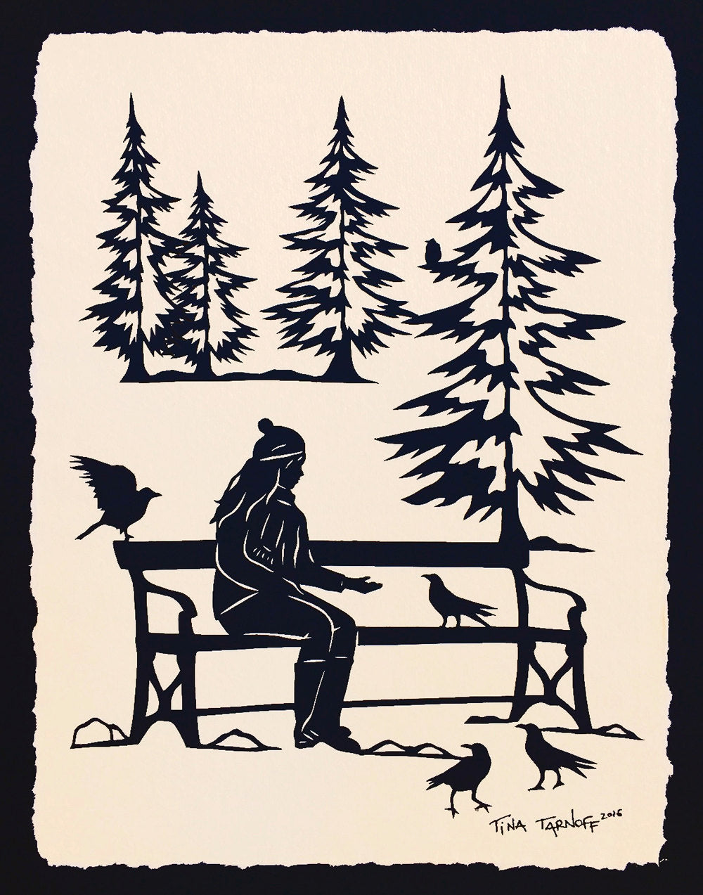 WINTER AFTERNOON Papercut - Hand-Cut Silhouette