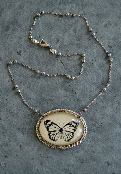 BUTTERFLY Necklace, pendant on chain - Silhouette Jewelry