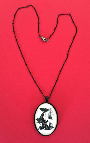 Moby Dick Necklace - pendant on chain - Silhouette Jewelry