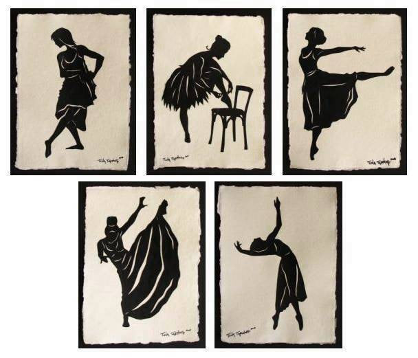 GREAT DANCERS SERIES Papercuts - 5 Hand-Cut Silhouettes