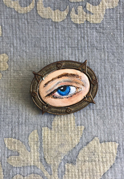 LOVER'S EYE Jewelry, Brooch - original painting by Tina Tarnoff, vintage pin