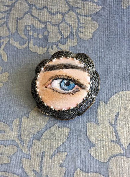 LOVER'S EYE Jewelry, Brooch - original painting by Tina Tarnoff, vintage pin