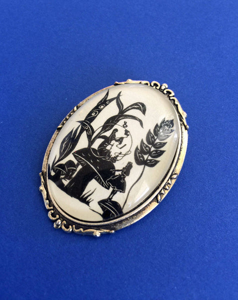 ALICE'S ADVENTURES in WONDERLAND Brooch - Advice from a Caterpillar - Silhouette Jewelry
