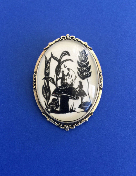 ALICE'S ADVENTURES in WONDERLAND Brooch - Advice from a Caterpillar - Silhouette Jewelry