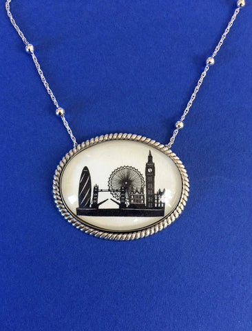 LONDON Silhouette Necklace, pendant on chain - Silhouette Jewelry