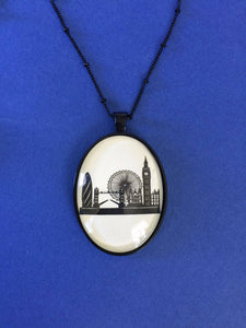 LONDON Silhouette Necklace, pendant on chain - Silhouette Jewelry