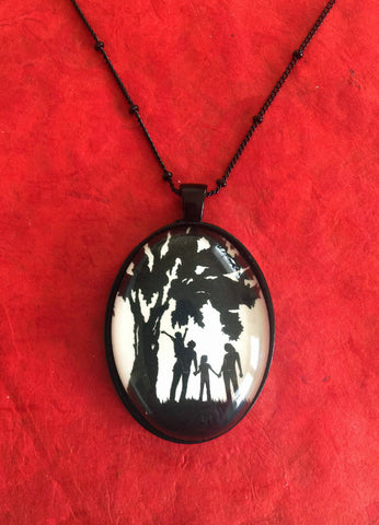 ANOTHER DAY in the PARK Necklace - pendant on chain - Silhouette Jewelry