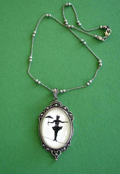 Elvira on a Tightrope Necklace, pendant on chain