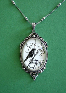 FOR the LOVE Of CROWS Necklace, pendant on chain - Silhouette Jewelry