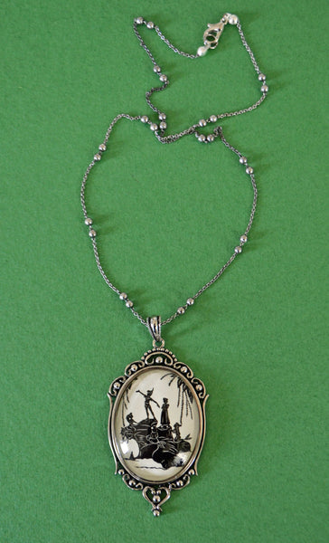 PETER PAN and the MERMAIDS Necklace, pendant on chain - Silhouette Jewelry