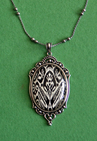 Ikat Necklace, pendant on chain