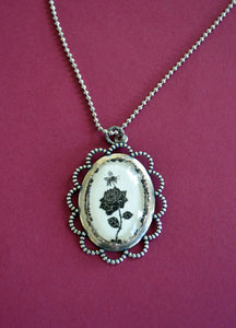 The BEE and The ROSE Necklace - pendant on chain - Silhouette Jewelry