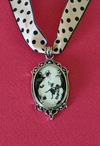 ALICE IN WONDERLAND Choker Necklace - Down the Rabbit Hole - pendant on ribbon